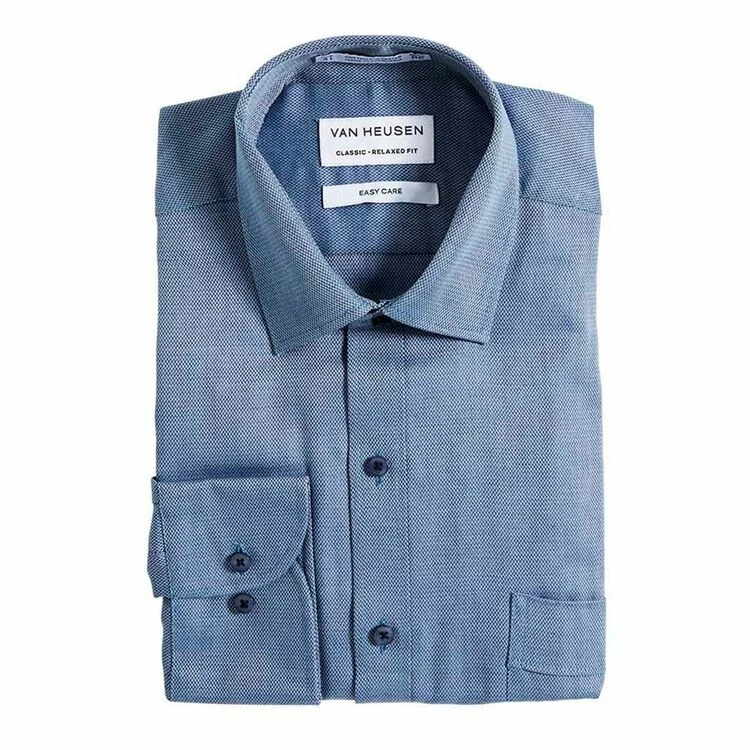 Van Heusen Men's Nailhead Long Sleeve Business Shirt Navy 4 Van Heusen Men's Nailhead Long Sleeve Business Shirt Navy - Image 2