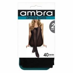 Ambra 40D Opaque Tights 2 Pack Black