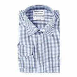 Van Heusen Men's Classic Fit Check Business Shirt White & Navy 38/86 -Women's Clothing store online 594154 C 0100 47
