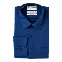 Van Heusen Men's Solid Poplin Classic Fit Business Shirt Navy -Women's Clothing store online 594157 C 0410 00