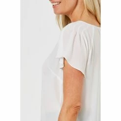 Khoko Smart Flutter Sleeve Top White