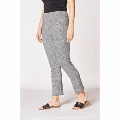 Khoko Smart Textured Cross Hatch Pant Black & Ivory 8 -Women's Clothing store online 614978 C 1006 17 2