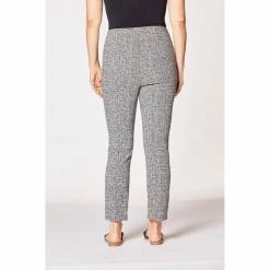 Khoko Smart Textured Cross Hatch Pant Black & Ivory 8 -Women's Clothing store online 614978 C 1006 17 3