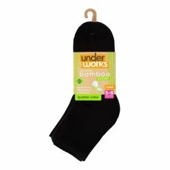 Underworks Ladies Eco Bamboo Sport Quarter Crew Socks 3 Pack Black 9 Underworks Ladies Eco Bamboo Sport Quarter Crew Socks 3 Pack Black -Women's Clothing store online 614999 C 0001 00