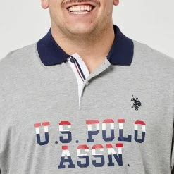 U.S. Polo Assn. Big Men's Short Sleeve Polo With 3 Tone Brand Logo Heather Grey -Women's Clothing store online 615917 C 0021 11 4