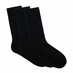 Underworks Mens 3 Pack Eco Friendly Bamboo Crew Sock Black