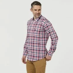 U.S. Polo Assn. Long Sleeve Check Shirt With Pocket Embroidery Red -Women's Clothing store online 620878 C 0600 00 2