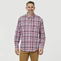 U.S. Polo Assn. Long Sleeve Check Shirt With Pocket Embroidery Red -Women's Clothing store online 620878 C 0600 00