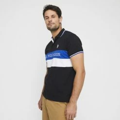 U.S. Polo Assn. Short Sleeve Block Polo With Branding And Tipping Black -Women's Clothing store online 622148 C 0001 00