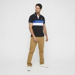 U.S. Polo Assn. Short Sleeve Block Polo With Branding And Tipping Black -Women's Clothing store online 622148 C 0001 00 3