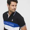 U.S. Polo Assn. Short Sleeve Block Polo With Branding And Tipping Black -Women's Clothing store online 622148 C 0001 00 4