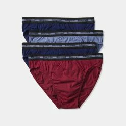 Holeproof Attached Elastic Brief 4 Pack Burgundy & Blue