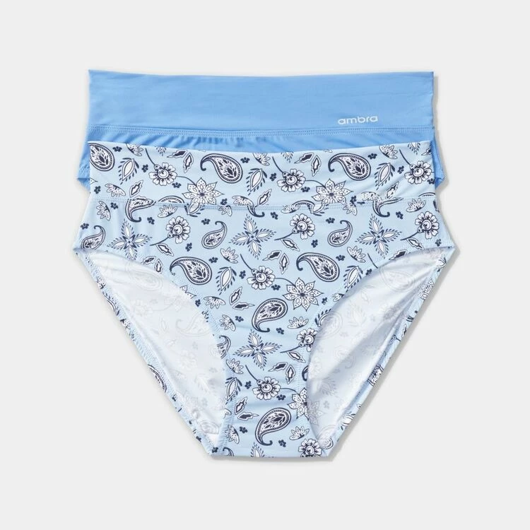 Ambra Smooth Lines Microfibre Hi Cut 2 Pack Paisley Print 3 Ambra Smooth Lines Microfibre Hi Cut 2 Pack Paisley Print