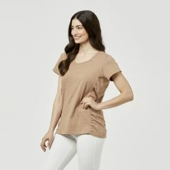 Khoko Collection BCI Cotton Twist Front Tee Biscuit Small -Women's Clothing store online 623653 C 0260 13 2