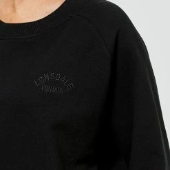 Lonsdale Cutler Loopback Sweat Crew Black Marle Small