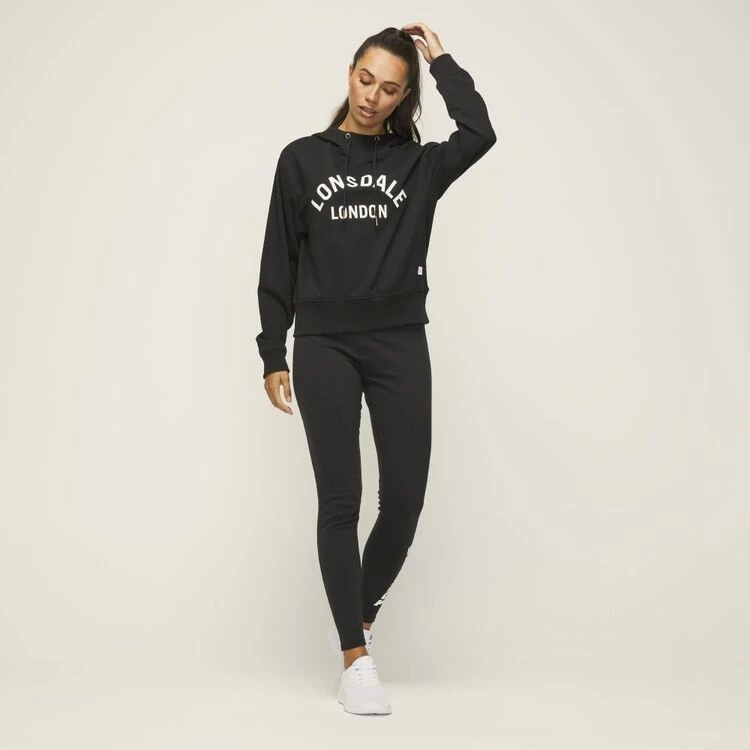 Lonsdale Bouverie Funnel Neck Hoodie Black X Small 3 Lonsdale Bouverie Funnel Neck Hoodie Black X Small