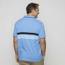 Bronson Casual Hampton Short Sleeve Cotton Pique Chest Stripe Polo Blue -Women's Clothing store online 626613 C 0400 00 2