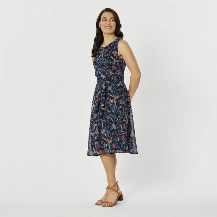 Khoko Smart Flippy Dress Navy & Print 5 Khoko Smart Flippy Dress Navy & Print - Image 3