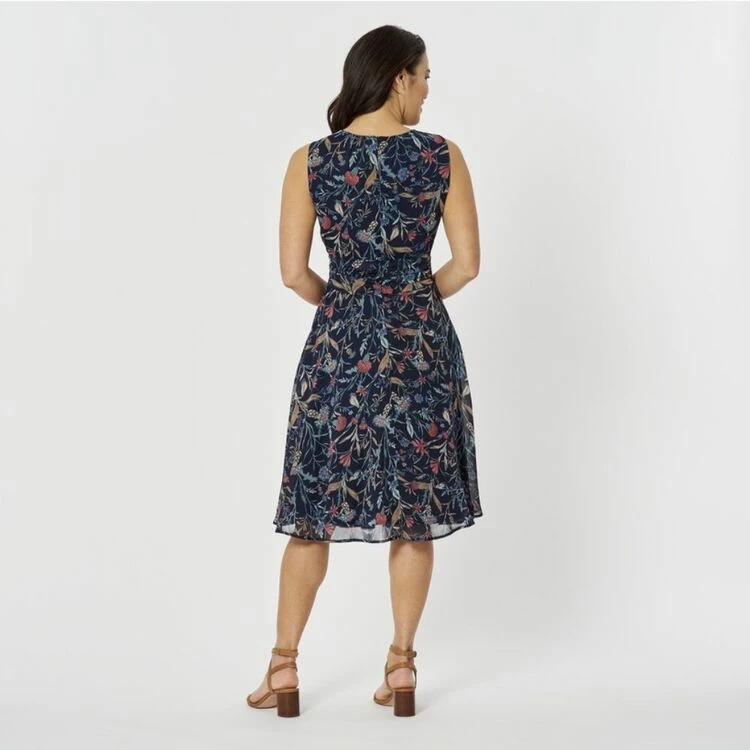 Khoko Smart Flippy Dress Navy & Print 4 Khoko Smart Flippy Dress Navy & Print - Image 2
