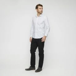 Brooksfield Long Sleeve Career Leaf Print Stretch Shirt White 40 -Women's Clothing store online 627076 C 0100 00