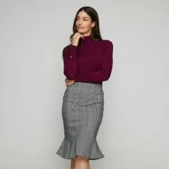 Khoko Smart Check Ponte Skirt Black & White 18 9 Khoko Smart Check Ponte Skirt Black & White 18 -Women's Clothing store online 628369 C 1007 44