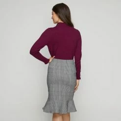 Khoko Smart Check Ponte Skirt Black & White 18 8 Khoko Smart Check Ponte Skirt Black & White 18 -Women's Clothing store online 628369 C 1007 44 3