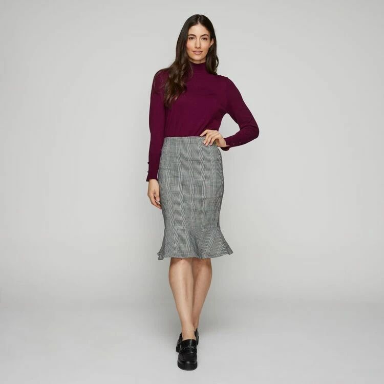 Khoko Smart Check Ponte Skirt Black & White 18 4 Khoko Smart Check Ponte Skirt Black & White 18 - Image 2