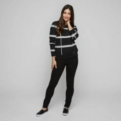 Khoko Smart Check Funnel Sweater Black & Ivory