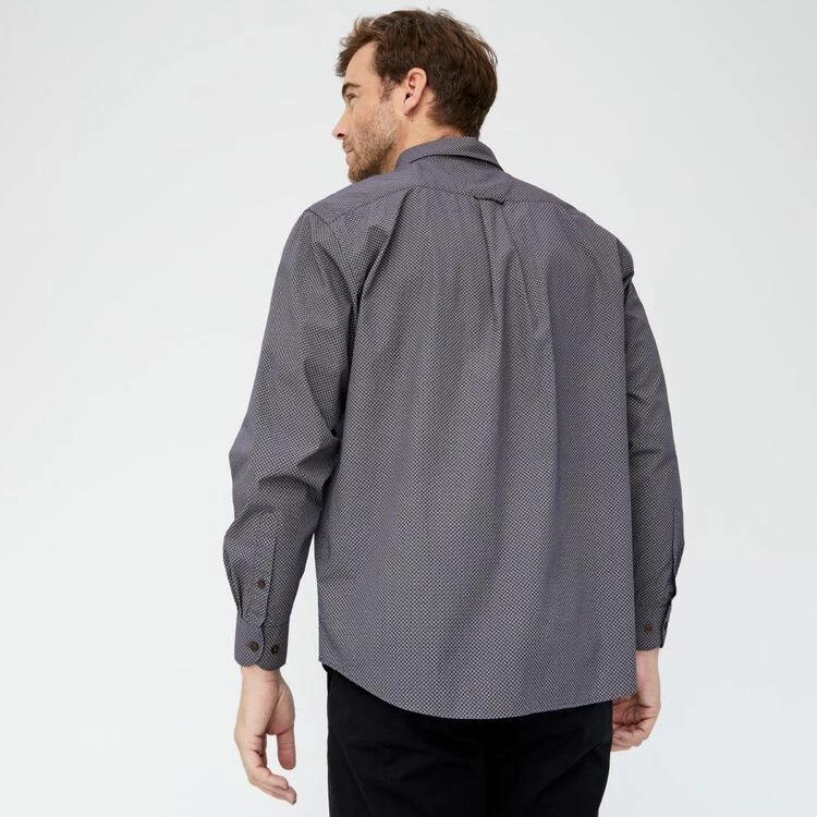 JC Lanyon Men's Dover Relaxed Wash Cotton Long Sleeve Print Shirt Dark Blue Small 6 JC Lanyon Men's Dover Relaxed Wash Cotton Long Sleeve Print Shirt Dark Blue Small - Image 4