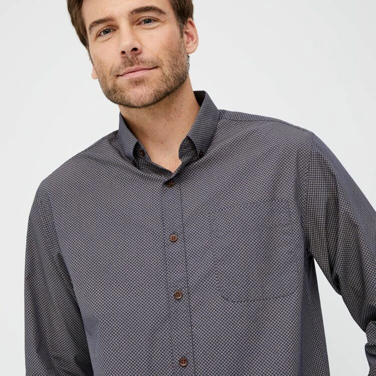 JC Lanyon Men's Dover Relaxed Wash Cotton Long Sleeve Print Shirt Dark Blue Small 3 JC Lanyon Men's Dover Relaxed Wash Cotton Long Sleeve Print Shirt Dark Blue Small