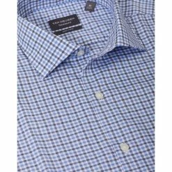 Van Heusen Tailored Fit Mid Check Long Sleeve Shirt Indigo
