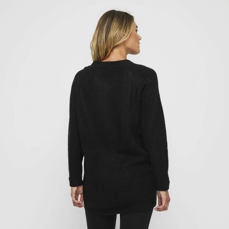Khoko Collection Cosy Vee Neck Rib Detail Jumper Black 4 Khoko Collection Cosy Vee Neck Rib Detail Jumper Black - Image 2