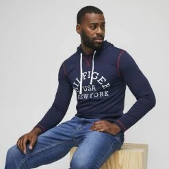 Tommy Hilfiger Long Sleeve Jersey Hoodie Dark Navy Medium 11 Tommy Hilfiger Long Sleeve Jersey Hoodie Dark Navy Medium -Women's Clothing store online 628582 C 0410 30