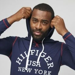 Tommy Hilfiger Long Sleeve Jersey Hoodie Dark Navy Medium 8 Tommy Hilfiger Long Sleeve Jersey Hoodie Dark Navy Medium -Women's Clothing store online 628582 C 0410 30 4