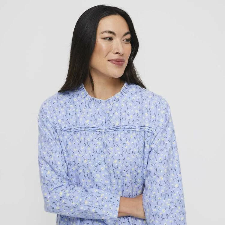 Sash & Rose Traditional Flannelette Nightie Blue 2 Sash & Rose Traditional Flannelette Nightie Blue