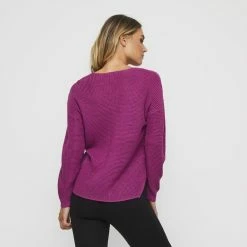 Khoko Collection Vee Neck Jumper Fuchsia -Women's Clothing store online 630172 C 0661 27 2