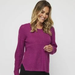 Khoko Collection Vee Neck Jumper Fuchsia -Women's Clothing store online 630172 C 0661 27