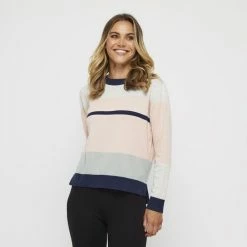 Khoko Collection Stripe Jumper Pink Combo -Women's Clothing store online 630177 C 1650 45