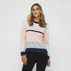 Khoko Collection Stripe Jumper Pink Combo -Women's Clothing store online 630177 C 1650 45 3