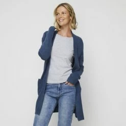 Khoko Collection Longline Cosy Cardigan Indigo -Women's Clothing store online 630195 C 0401 32 3