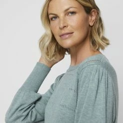 Leona Edmiston Ruby Leona Edmiston Check Stitch Knit Dust Green -Women's Clothing store online 630382 C 0311 33 4