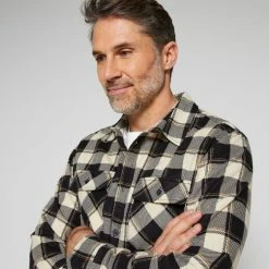 Bronson Basic Parkes Cotton Printed Flannelette Shirt Natural -Women's Clothing store online 630727 C 0101 00 4