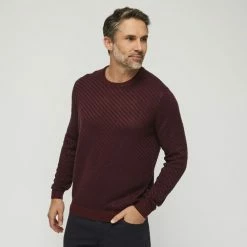 Bronson Casual Brunswick Soft Touch Diagonal Stripe Knit Burgundy & Navy