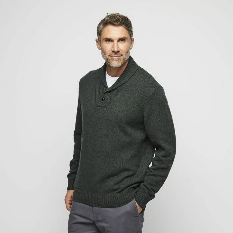 JC Lanyon Harding Shawl Neck Knit Forest 3 JC Lanyon Harding Shawl Neck Knit Forest