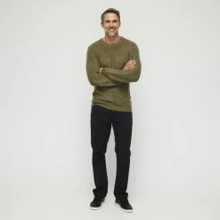 Bronson Casual Bateman Fishman Rib Crew Neck Knit Burnt Olive -Women's Clothing store online 631064 C 1310 14 3