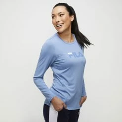 FILA Liv Long Sleeve Top Blue -Women's Clothing store online 631276 C 0400 00