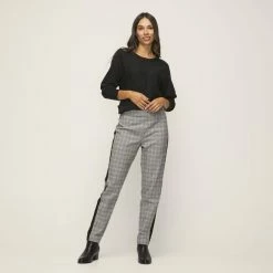 Jane Lamerton Contrast Houndstooth Pant Black & Ivory 9 Jane Lamerton Contrast Houndstooth Pant Black & Ivory -Women's Clothing store online 631692 C 1006 17