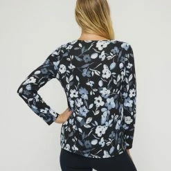 Savannah Vee Neck Cosy Top Floral Print -Women's Clothing store online 631773 C 0962 37 2