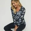 Savannah Vee Neck Cosy Top Floral Print 2 Savannah Vee Neck Cosy Top Floral Print -Women's Clothing store online 631773 C 0962 37 3