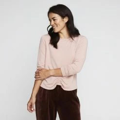 GR Giaan Rooney Rouched Drawstring Long Sleeve Top Dust Pink -Women's Clothing store online 631805 C 0680 52